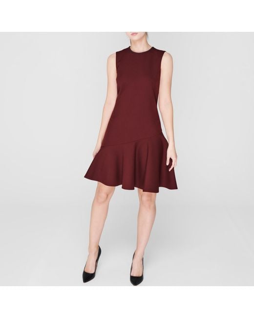 Victoria Beckham Red Relaxed Turtle Neck Dress