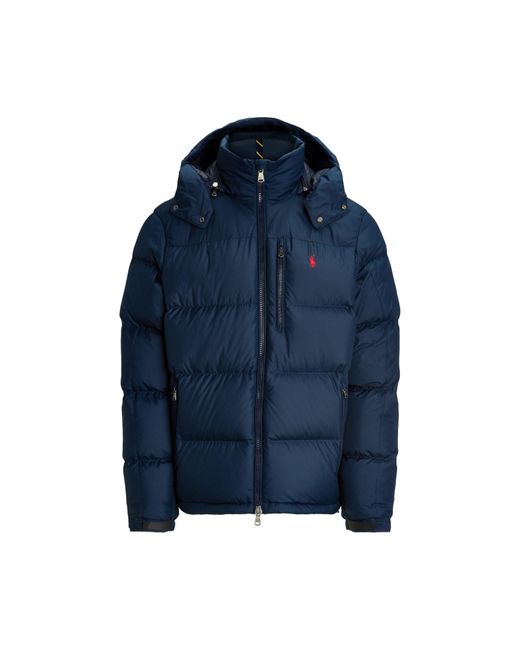 Polo Ralph Lauren Blue El Cap Water Resistant Duck Down Detachable Hood Short Puffer Jacket for men