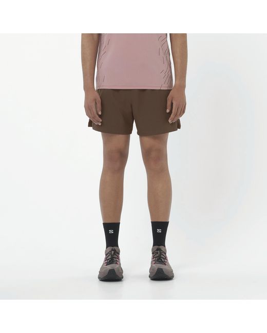 Salomon Brown Shakeout Core 5 Running Shorts for men