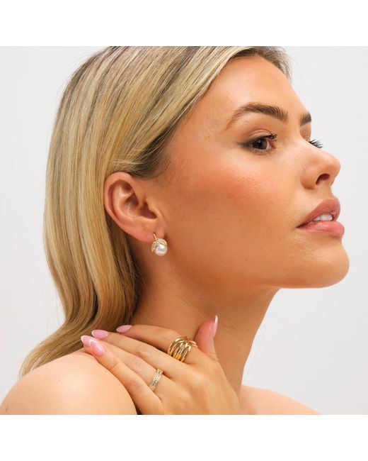 Jon Richard Metallic Plated Crystal And Pearl Leaf Stud Earrings