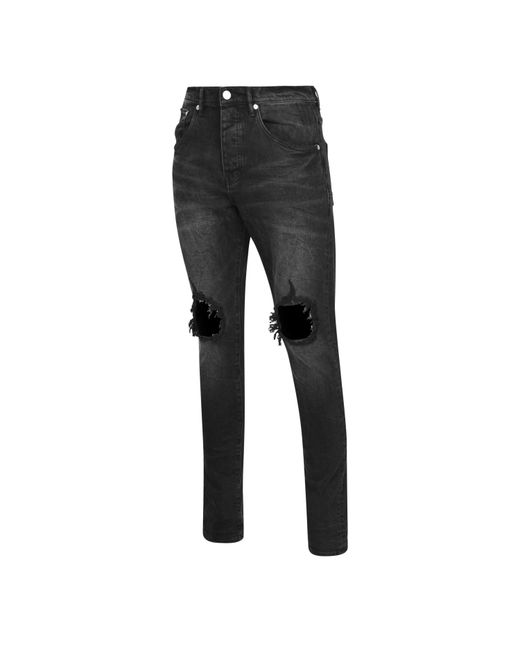 Purple Brand Black Mid Rise Distressed Jeans for men