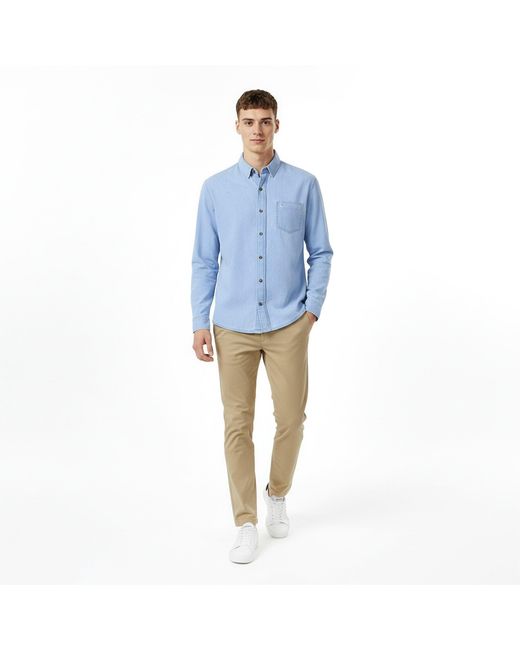 Jack Wills Blue Chambray Long Sleeve Denim Shirt for men