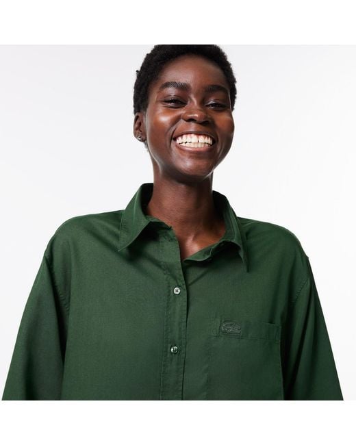 Lacoste Green Flowing Oversized Lyocell Shirt
