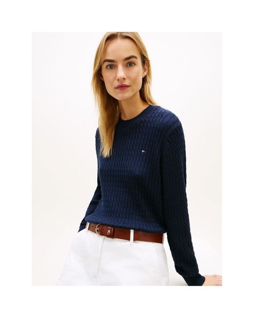 Tommy Hilfiger Blue Cable Knit Jumper