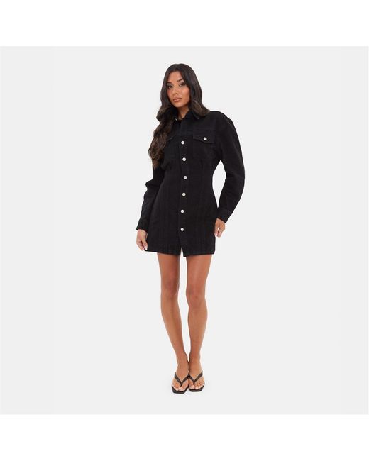 I Saw It First Black Denim Mini Dress