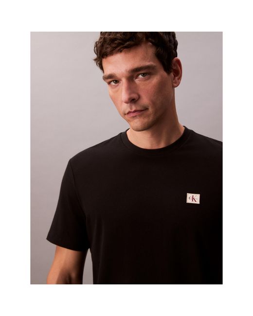 Calvin Klein Black Ckj Woven Box Regular Fit T-Shirt for men