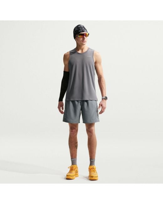 Nike Gray Miler 7 Performance Running Shorts for men