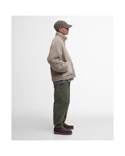 Barbour Gray Weardale Fleece Funnel Neck Teddy Coat for men