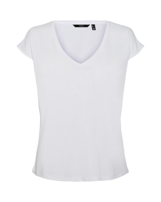 Vero Moda White Filli Short-Sleeve V-Neck Regular Fit T-Shirt