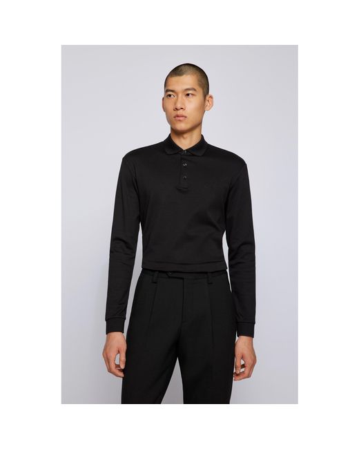 Boss Black Hbb Pado 30 Long-Sleeve Polo Shirt, Iconic Logo Embroidered for men