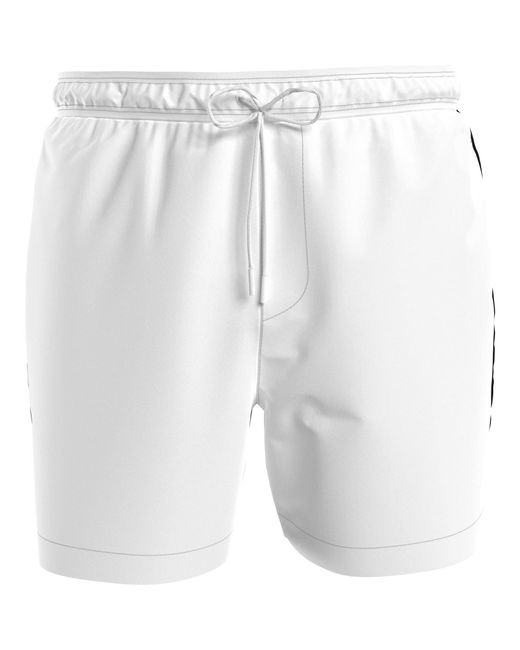 Calvin Klein White Medium Tape Swim Shorts for men