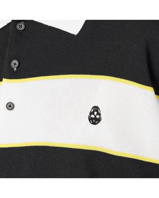 McQueen Black Rugby Contrasting Collar Polo Shirt for men