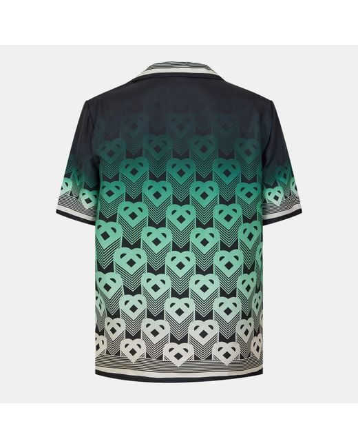 Casablanca Green Mono Silk Short Sleeve Bowling Shirt for men