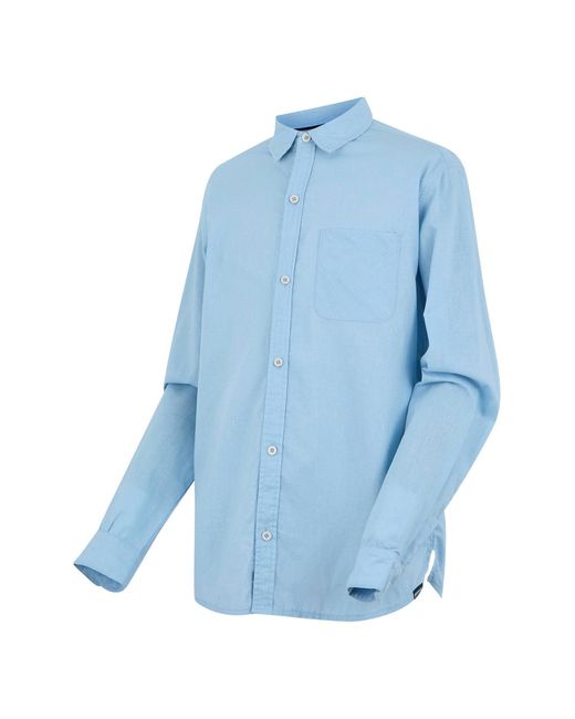 Regatta Blue Loran Long-Sleeve Plain Shirt for men