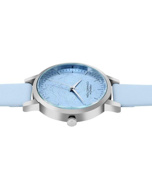 French Connection Blue Case Round Shape Strap Quartz Watch