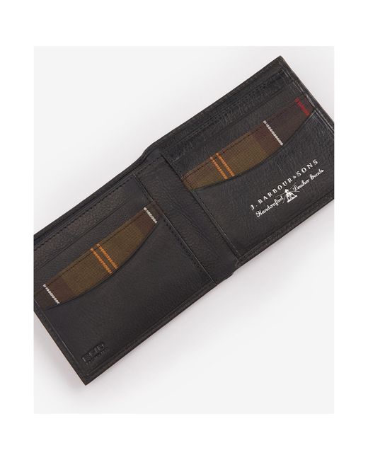 Barbour Black Colwell Leather Billfold Wallet for men