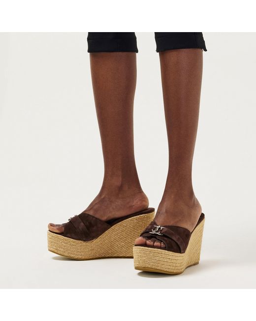 Jimmy Choo Brown Leda Wedge Heeled Sandals