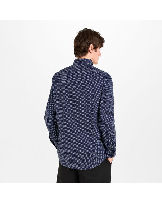Boss Blue Hank Kent Long Sleeve Patterned Tailored Fit Shirt for men
