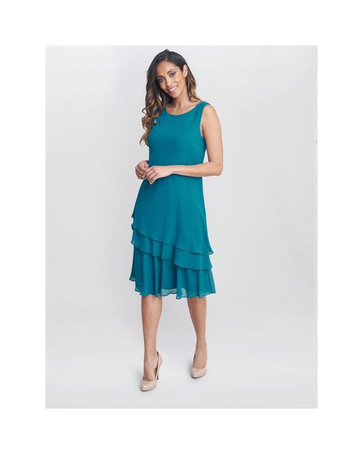 Gina Bacconi Blue Lola Jacket And Asymmetric Tiered Dress