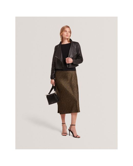 Ted Baker Black Cropped Leather Overcoat