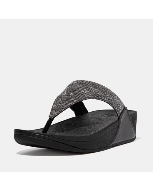 Fitflop Black Lulu Glitz Toe-Post Sandals