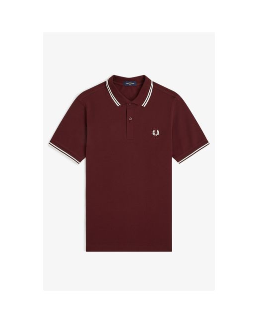 Fred Perry Red F Perry Short Sleeve Twin Tipped Polo Shirt for men