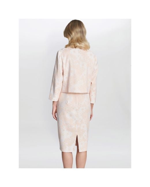 Gina Bacconi White Lily Jacquard Shift Dress And Bolero
