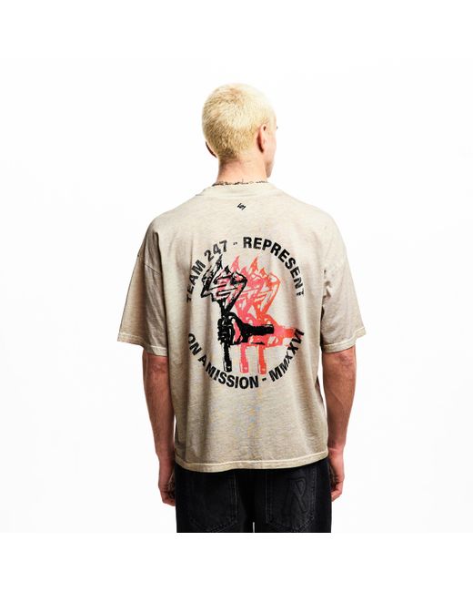 REPRESENT 247 Natural Short Sleeve Performance Gym Top for men