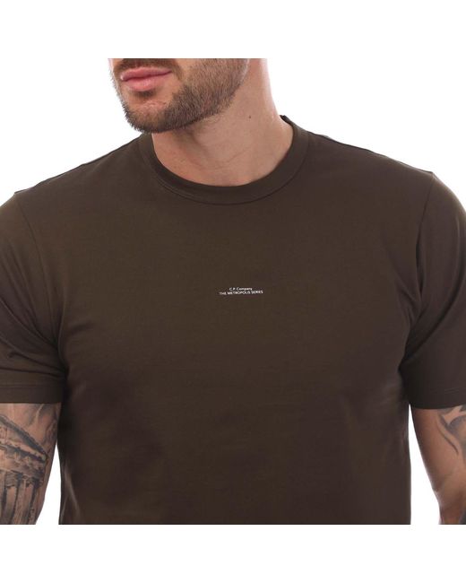 C P Company Brown Metropolis Series Printed Logo T-Shirt for men