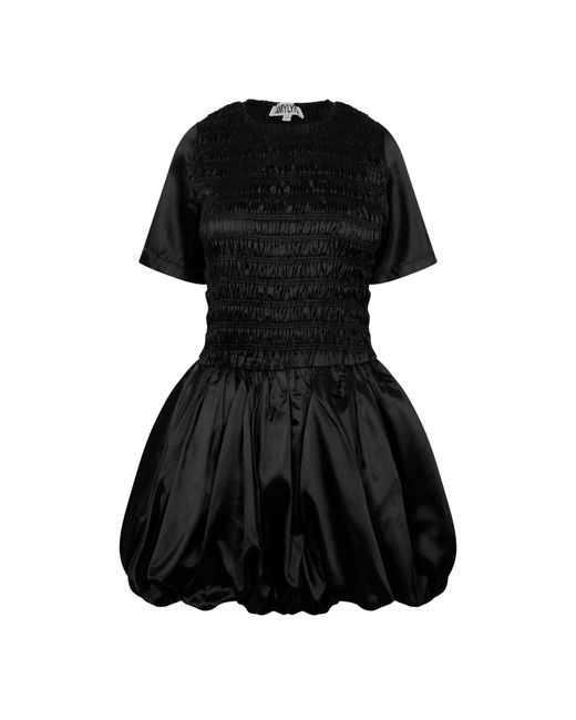 Amy Lynn Black Eleanor Shirred Mini Peplum Dress