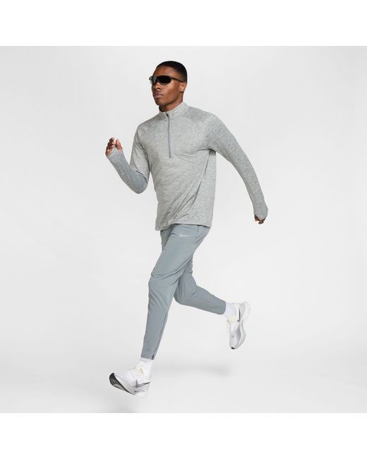 Nike Gray Stride Dri-Fit 1/4-Zip Running Top for men