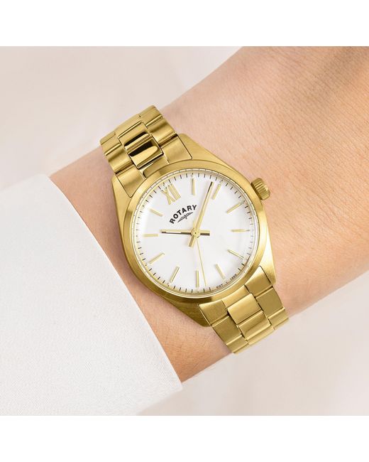 Rotary Metallic Ladies Heritage Dial Ss Bracelet Watc