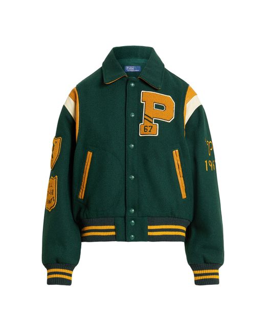 Polo Ralph Lauren Green Deep Wool Blend Varsity Jacket