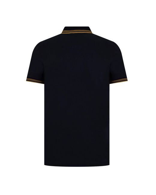 Boss Blue Paul Contrast Striped Trim Short Sleeve Polo Shirt for men