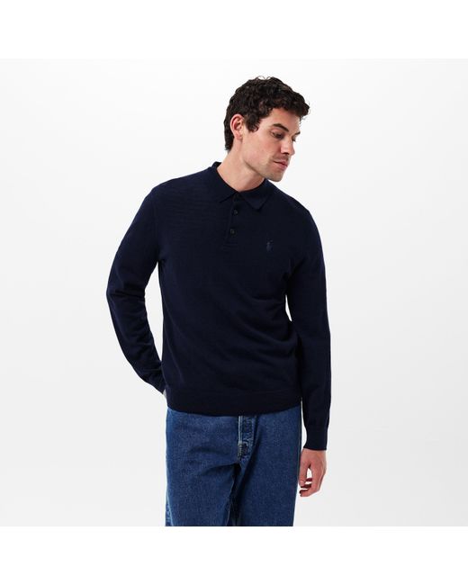Polo Ralph Lauren Blue Merino Crew Neck Jumper for men