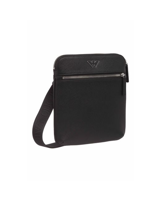 Emporio Armani Gray Regenerated Saffiano Leather Flat Shoulder Bag for men