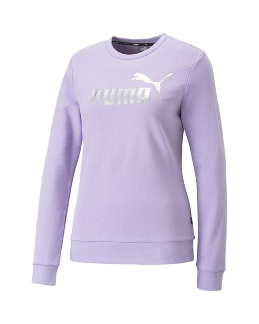 PUMA Purple S Metallic Logo Crew Crew Sweater Vivid Violet S