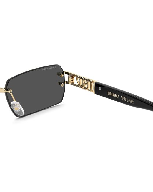 DSquared² Black Rimless Sun Rectangle Sunglasses for men