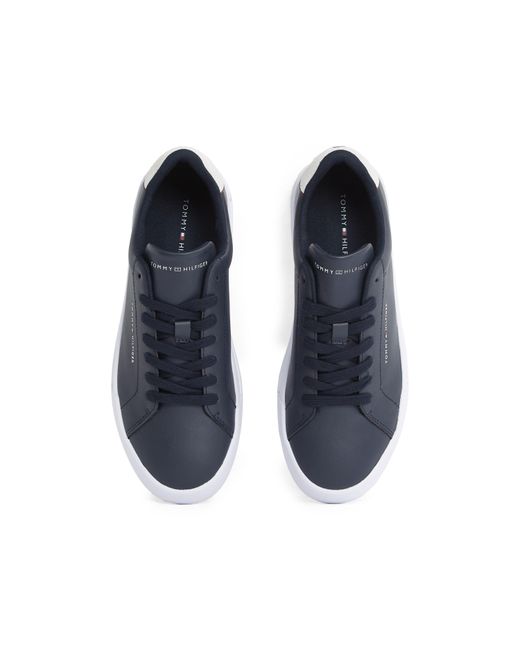 Tommy Hilfiger Blue Court Leather Low Top Trainers for men