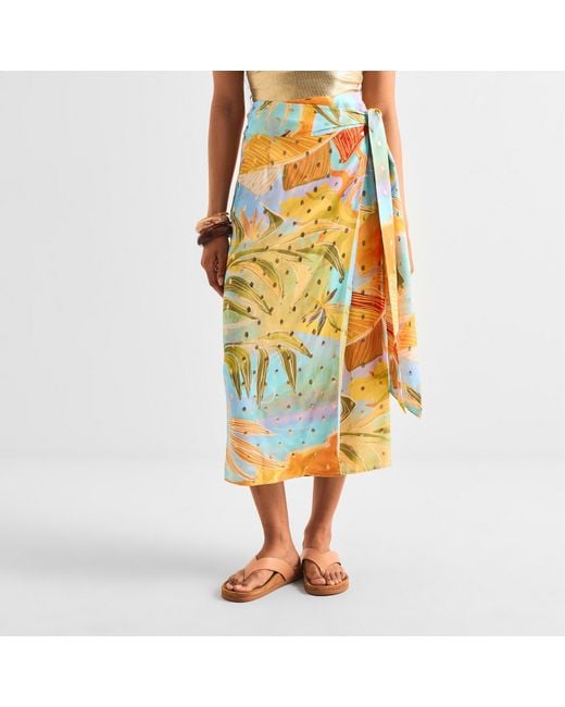Never Fully Dressed Metallic Sky Jaspre Wrap Skirt