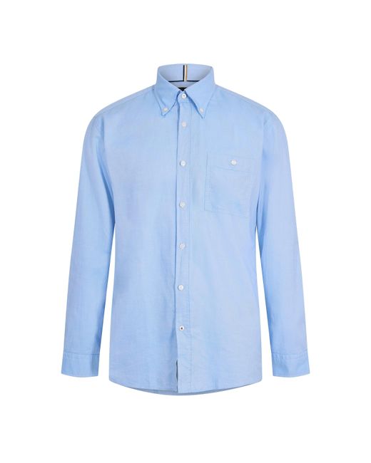 Boss Blue Roan-Bd Long Sleeve Oxford Shirt for men