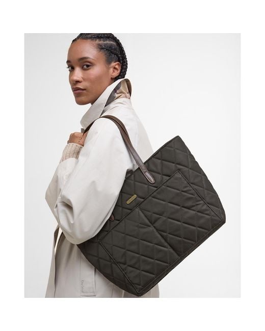 Barbour Black Quilted Tote Bag