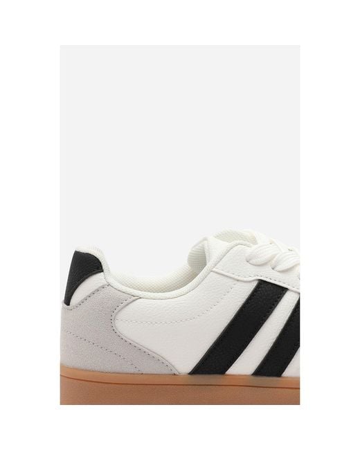 Where's That From Brown Classic Retro Lace Up Trainer With Stripes