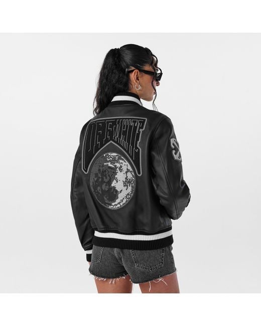 Off-White c/o Virgil Abloh Black Two-Tone Varsity Jacket