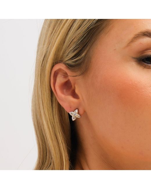 Jon Richard Metallic Two Tone Cubic Zirconia Clover Studs