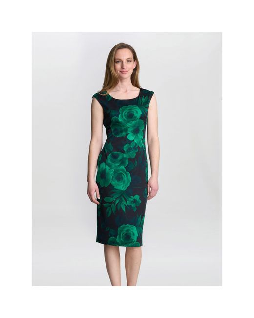 Gina Bacconi Green Candice Floral Cocktail Dress