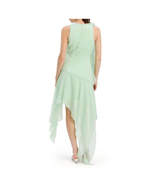Bardot Green Ivana Georgette High Neck Low Mini Dress