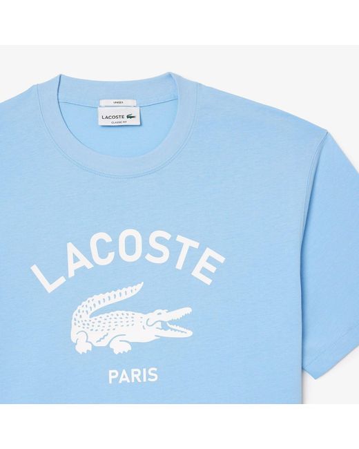 Lacoste Blue Signature Print Cotton T-Shirt for men