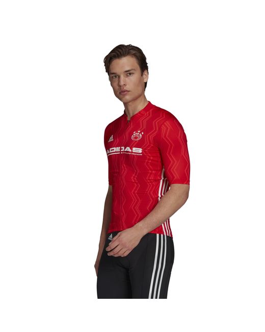 Adidas Red Cycle Jers Short Sleeve Performance Gym Top for men
