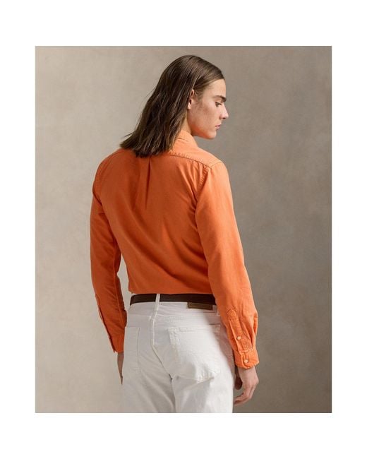 Polo Ralph Lauren Orange Slim Fit Oxford Long Sleeve Shirt for men